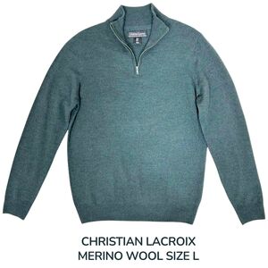 Christian Lacroix Green Merino Wool Sweater, Mens L -  NWOT